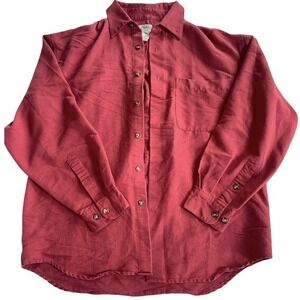 Original Island Sport Long Sleeve Button Up‎ Shirt Red Size M Rayon Polyester